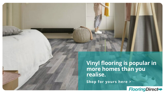 Vinyl Flooring is more popular than ever. Here is an example of vinyl flooring in a bedroom.