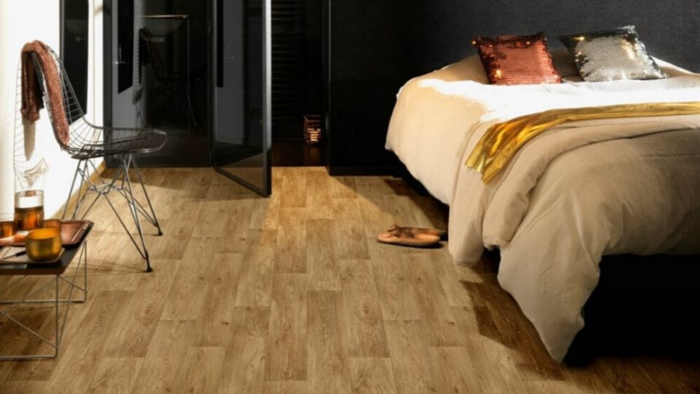 Laminate Flooring can also go in the bedroom and looks impressively realistic.