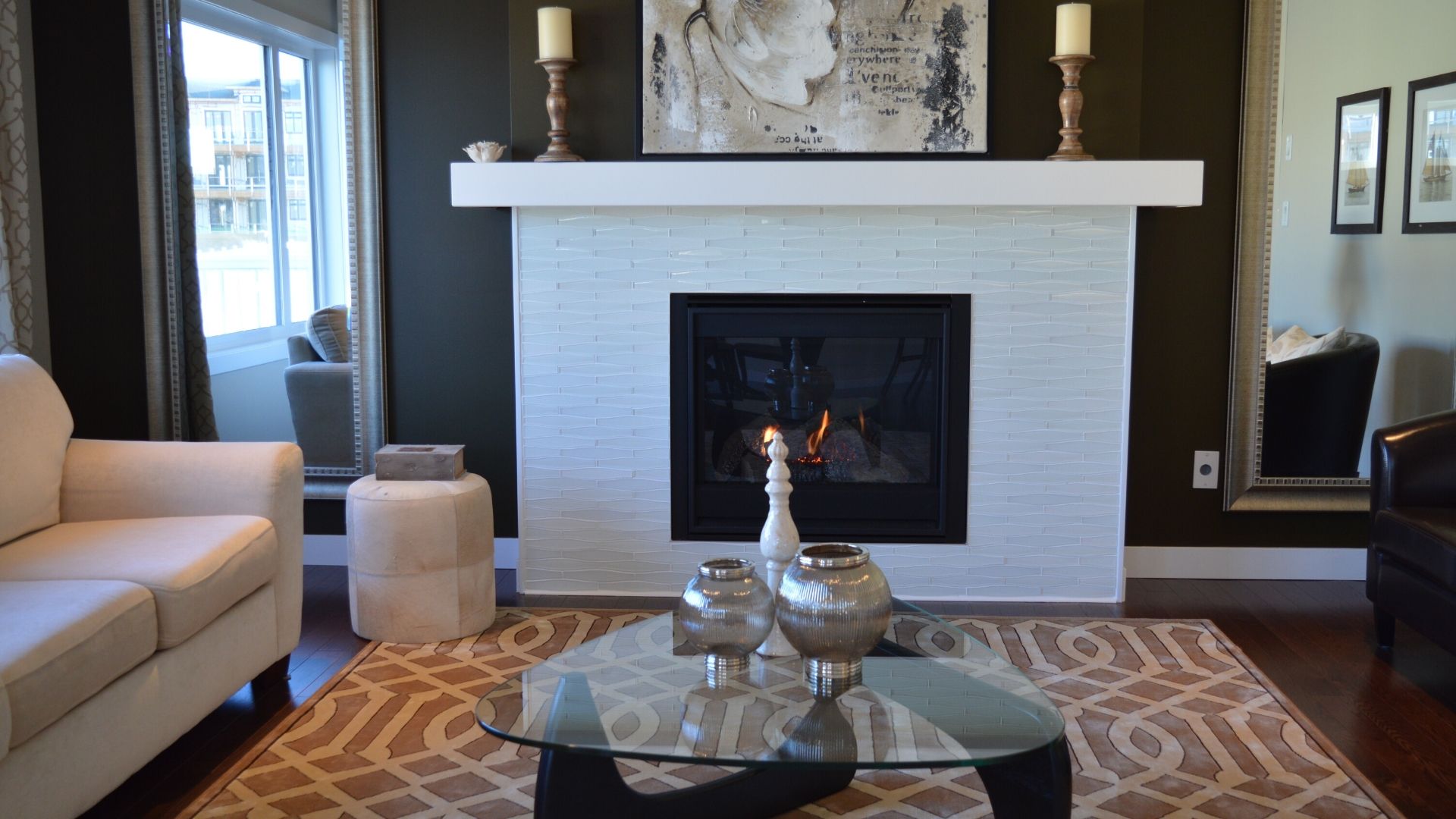 You'll need to measure around the fire place when fitting new flooring. 