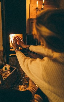 Warm fire next to carpet