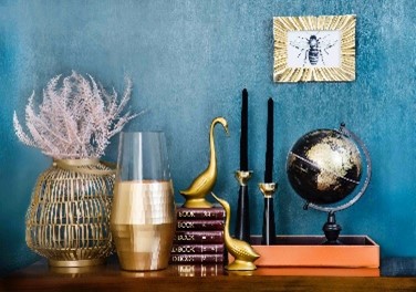 Blue artwork combined with home decor