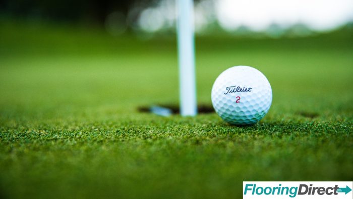 Golf ball near golf hole