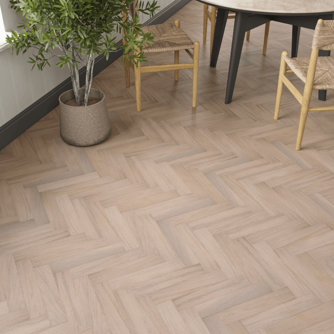 Allona Abingdon Oak Herringbone Engineered Oak Flooring 20mm x 70mm White Smoked Brushed & UV Oiled
