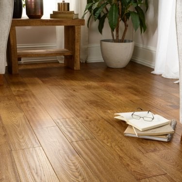 Golden Handscraped Oak Flooring 18mm x 150mm Lacquered