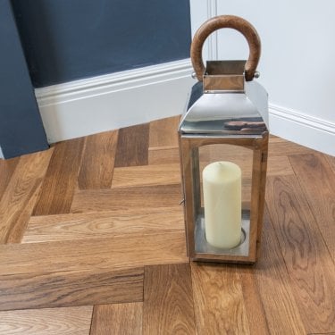 Herringbone Smoked Oak 15mm x 100mm Brushed & Lacquered