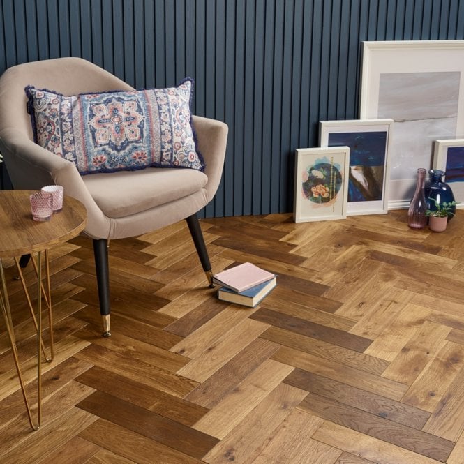 Allona Herringbone Smoked Oak 15mm x 90mm Hardwax Oiled