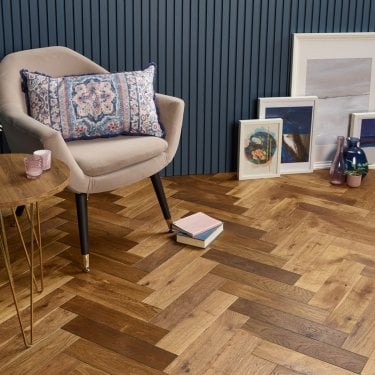Herringbone Smoked Oak 15mm x 90mm Hardwax Oiled