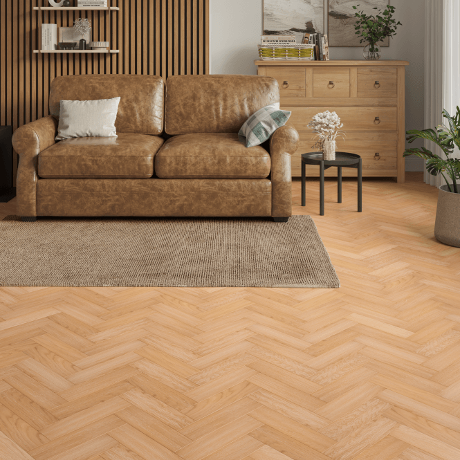 Allona Heywood Oak Herringbone Engineered Oak Flooring 10mm x 80mm Brushed & UV Lacquered