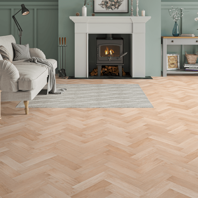 Allona New Oak Herringbone Unfinished Oak Flooring 10mm x 80mm