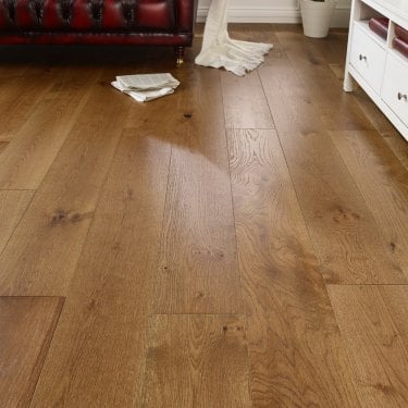 Premium Engineered Distressed Cognac Oak 15mm x 220mm Brushed & Lacquered