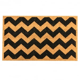 Coir Door Mat Black Chevron