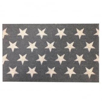 Coir Door Mat Grey Stars