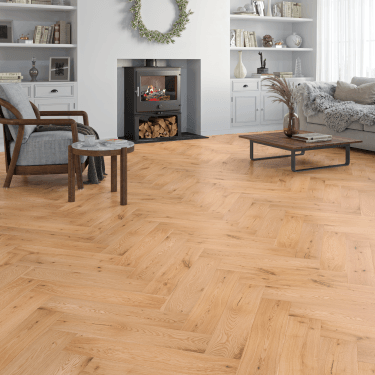 Hadleigh Oak Herringbone Engineered Oak Flooring 15mm x 125mm Smooth & UV Oiled