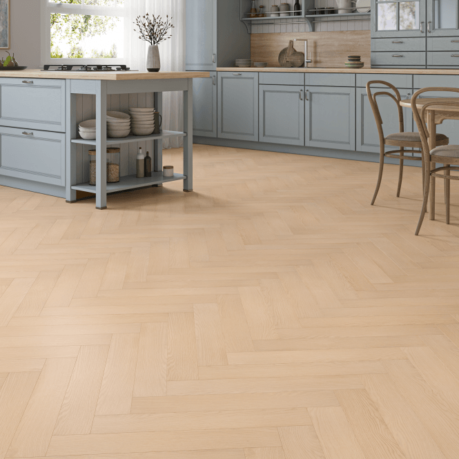 Malmo Oakdale Kingham Herringbone 8mm Laminate Flooring 600mm x 100mm Natural Honey