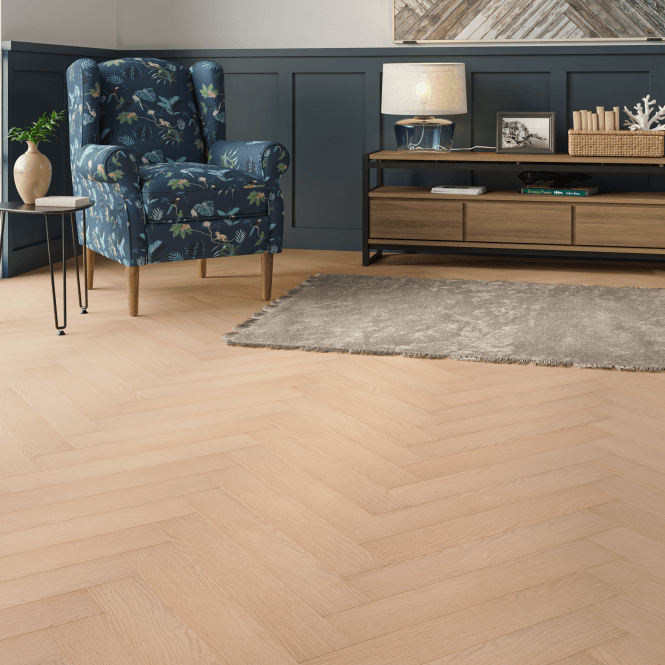 Malmo Oakdale Ripley Herringbone 8mm Laminate Flooring 600mm x 100mm Soft Brown
