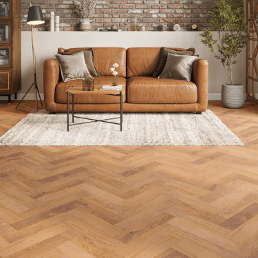 Upton Oak Herringbone Engineered Smoked Oak Flooring 15mm x 90mm Brushed & UV Lacquered